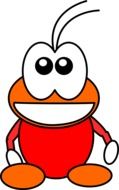 funny orange cartoon character as a graphic image on white background