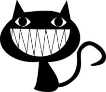 the wide toothy smile of a cat drawing