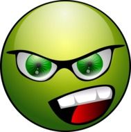 Green angry face emoticon drawing