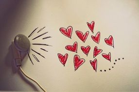 earphone and hearts pattern