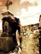 zombie at cementary in Halloween