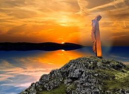 jesus sunset painting drawing