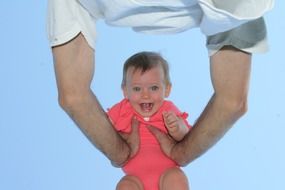 happy playing father and child