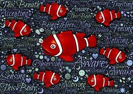 Fishes and meditation as a clipart