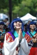 Japanese festival in traditional costumes