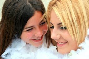 portrait of two happy sisters