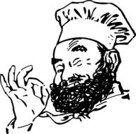 black and white drawing of a cook