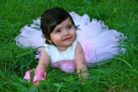 toddler girl in pink dress