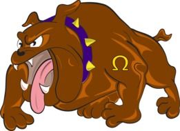 graphic image of a brown cartoon bulldog on white background