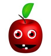 red apple smiling drawing