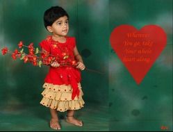 girl with flower and red heart