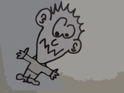 cartoon man on a dirt sheet
