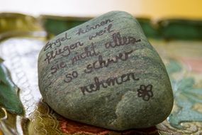 Emotional text on the stone