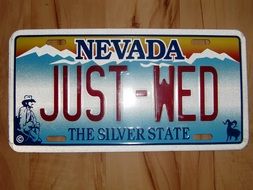 Juste wed nevada text on the sign