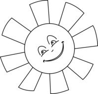 happy smiling sun, outline