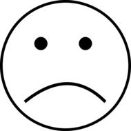 Black and white ubhappy emoticon