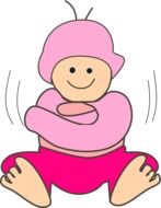 graphic image of a funny baby in pink clothes