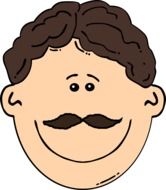 cartoon man face, mustache brunette