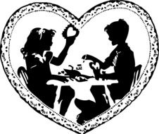 romantic silhouettes in the heart as a graphic illustration