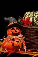 Halloween decorations on a black background