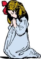 praying girl on the knees