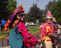 crazy costumed bicycling women