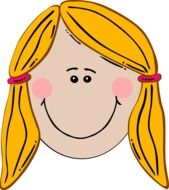 smiling cartoon girl face with pink cheeks