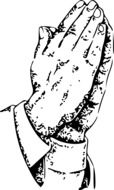 praying hands black-white drawing