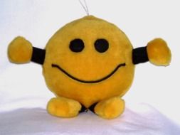 happy plush smiley on a white background