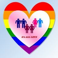 multi-colored heart as a symbol of equality in love