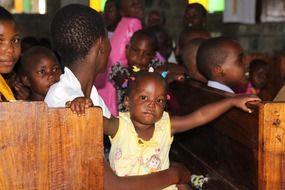 African children in the service in the church