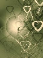 hearts on a green absract background