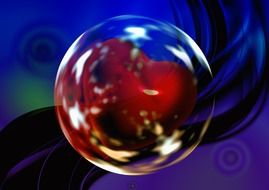 red heart in a soap bubble
