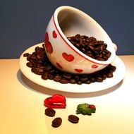 cup with coffee beans