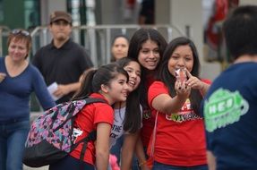 friends making selfie