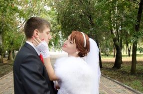 Wedding couple at the alley