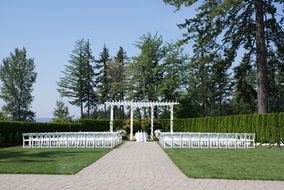 wedding arch in park at summer