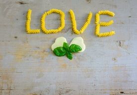 word Love made from italian pasta