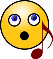 singing smile with a note