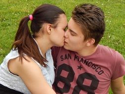 boy kissing girl