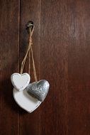 Three hearts on the wall