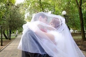 Kiss under the bridal veil