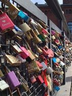 A lot of the colored locks on the bridge