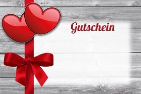 greeting card with two red hearts for valentine's day