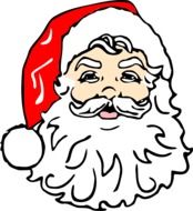 face of santa claus with a red cap on his head