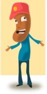 potato headed man in red cap