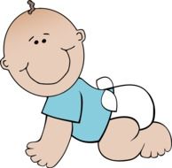 happy baby boy drawing