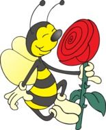 Bee with the colorful flower clipart