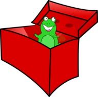 frog in red box drawing