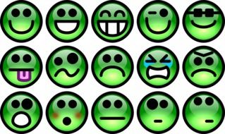 collage of green emoticons